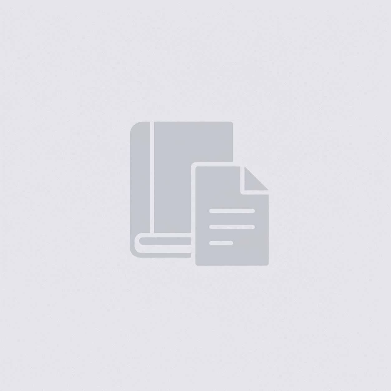 Icon showing a closed book behind two overlapping sheets of paper